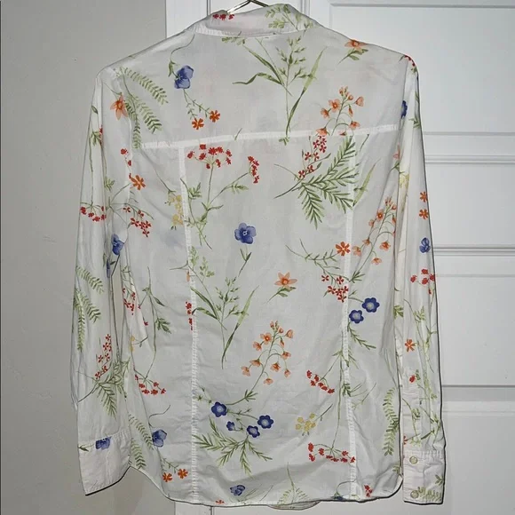 Vintage Laura Ashley Floral White Button Down Shirt Blouse Top - Picture 3 of 3
